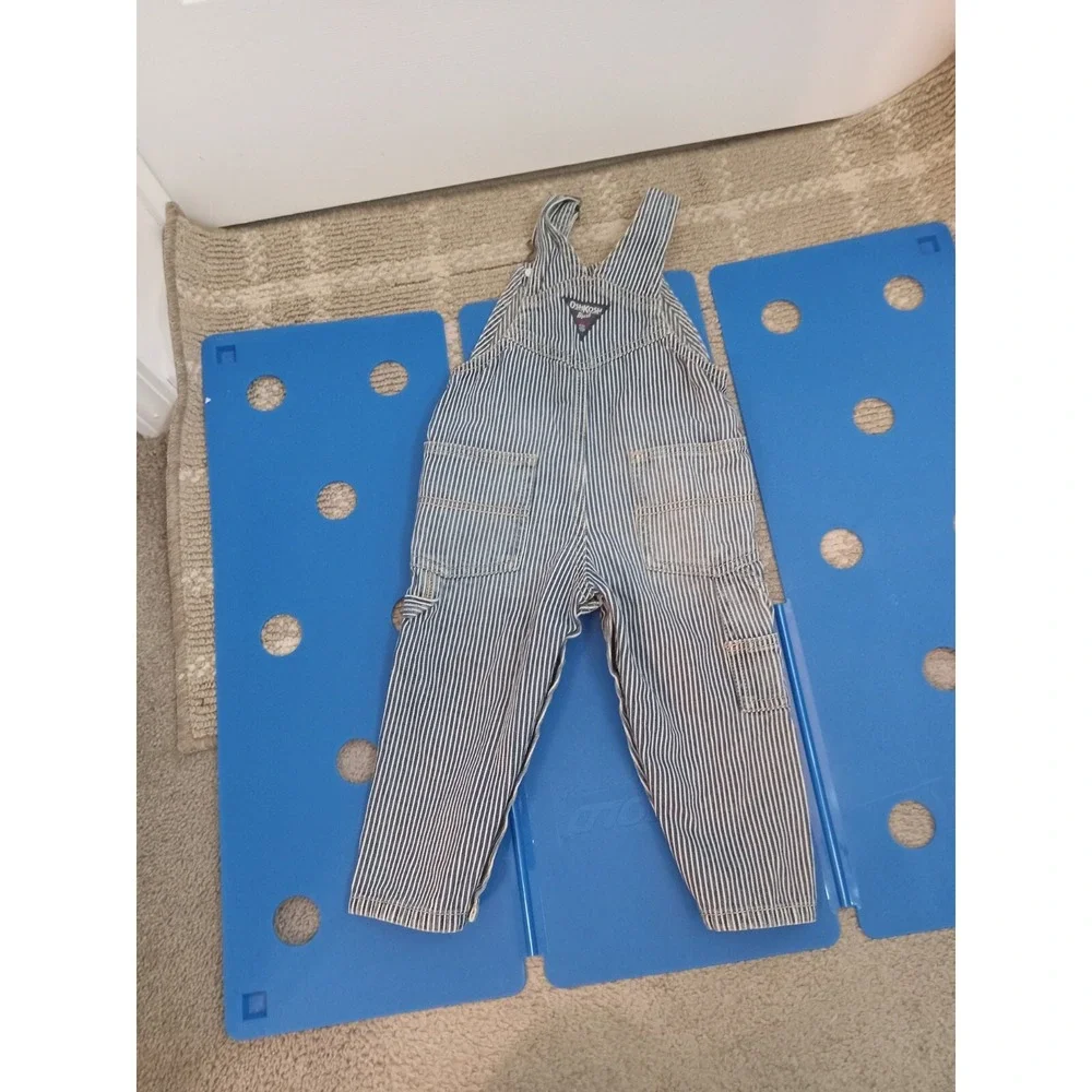 Osh Kosh B'Gosh Vestbak boy girl 18 Months Railroad Engineer Striped Bib Overall